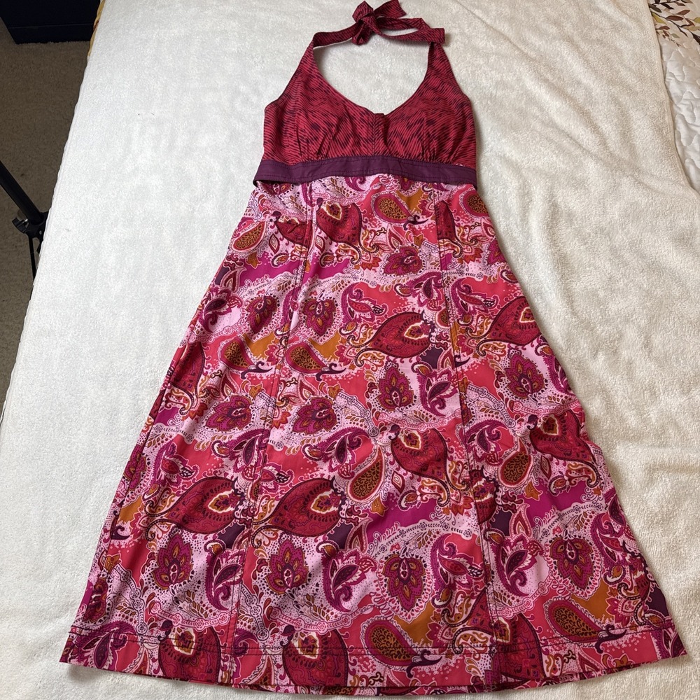 Athleta Dress Women's 6 Pink Magenta Halter Paisley Pack Everywhere Grenadine